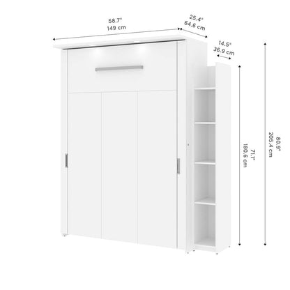 Bestar - Lumina Full Murphy Bed with Shelving Unit (69W) in White - 85894-17 veiw 9