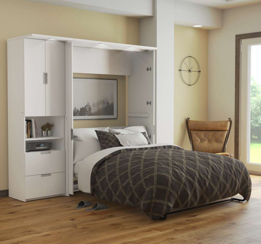 Bestar - Lumina Full Murphy Bed with Storage Cabinet (82W) in White - 85898-17 veiw 1