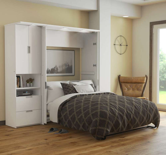 Bestar - Lumina Full Murphy Bed with Storage Cabinet (82W) in White - 85898-17 veiw 1