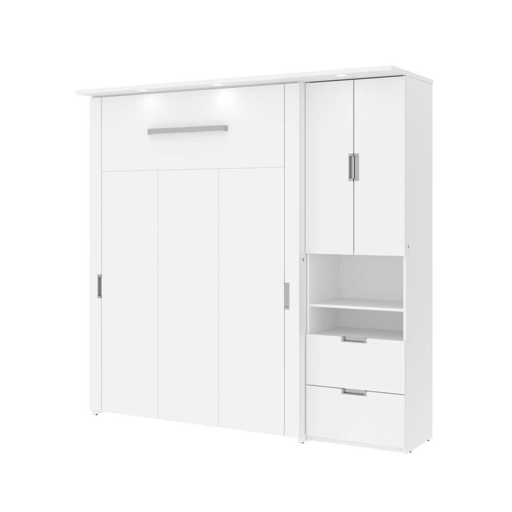 Bestar - Lumina Full Murphy Bed with Storage Cabinet (82W) in White - 85898-17 veiw 3