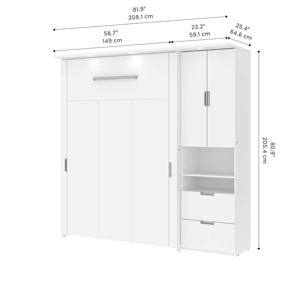 Bestar - Lumina Full Murphy Bed with Storage Cabinet (82W) in White - 85898-17 veiw 5