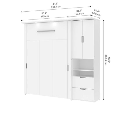 Bestar - Lumina Full Murphy Bed with Storage Cabinet (82W) in White - 85898-17 veiw 5