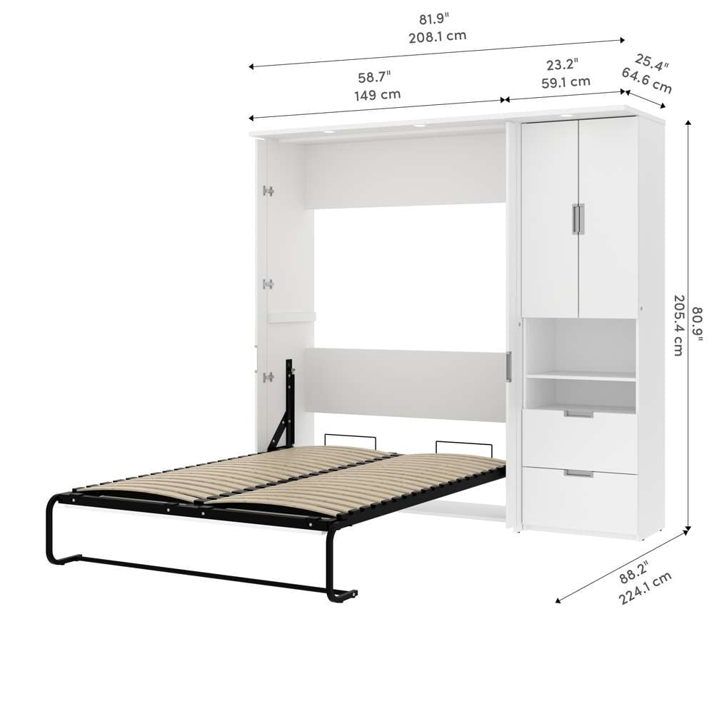 Bestar - Lumina Full Murphy Bed with Storage Cabinet (82W) in White - 85898-17 veiw 6