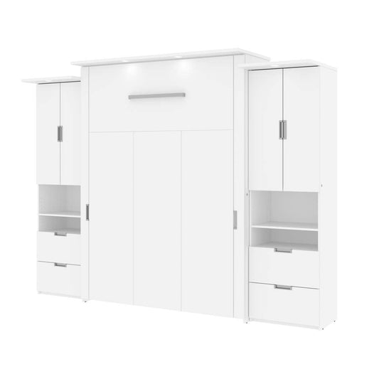 Bestar - Lumina Queen Murphy Bed and 2 Storage Cabinets (113W) in White - 85889-17 veiw 1