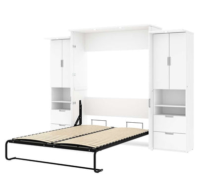 Bestar - Lumina Queen Murphy Bed and 2 Storage Cabinets (113W) in White - 85889-17 veiw 2