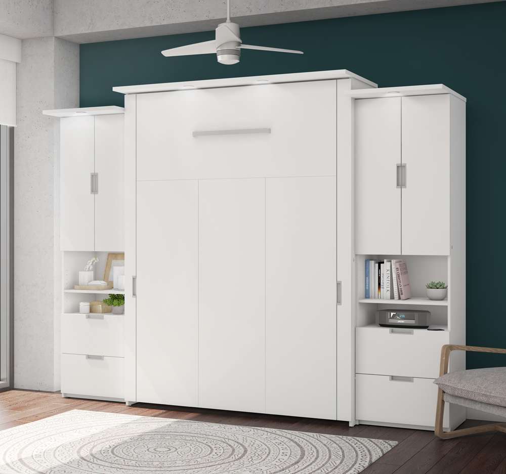 Bestar - Lumina Queen Murphy Bed and 2 Storage Cabinets (113W) in White - 85889-17 veiw 3