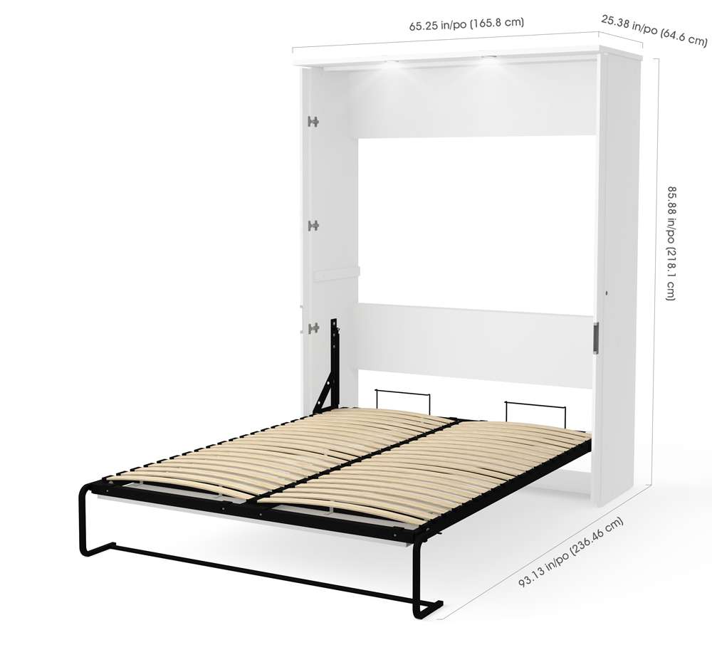 Bestar - Lumina Queen Murphy Bed and 2 Storage Cabinets (113W) in White - 85889-17 veiw 7