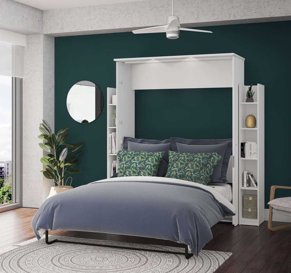 Bestar - Lumina Queen Murphy Bed with 2 Shelving Units (86W) in White - 85885-17 veiw 4