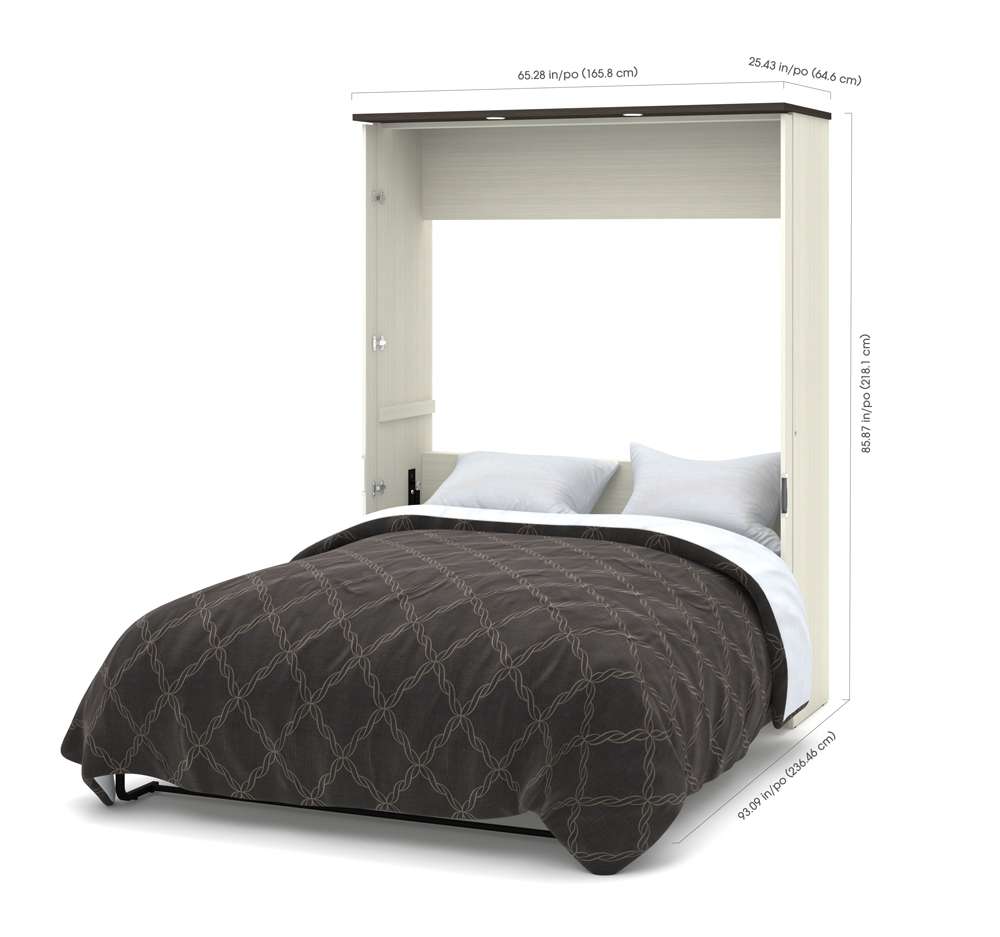 Bestar - Lumina Queen Murphy Bed with Desk and 2 Storage Cabinets (113W) in White Chocolate - 85883-31 veiw 6