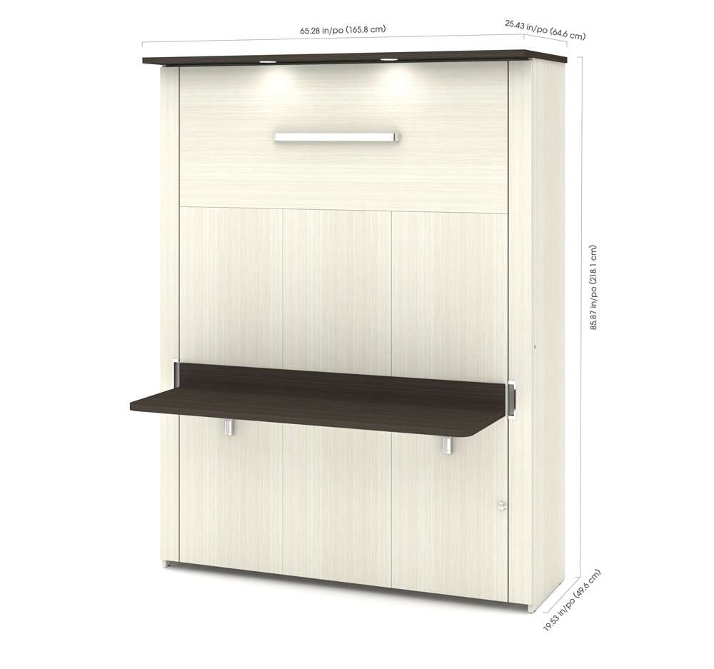 Bestar - Lumina Queen Murphy Bed with Desk and Storage Cabinet (89W) in White Chocolate - 85880-31 veiw 3