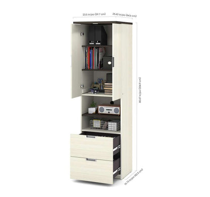 Bestar - Lumina Queen Murphy Bed with Desk and Storage Cabinet (89W) in White Chocolate - 85880-31 veiw 5