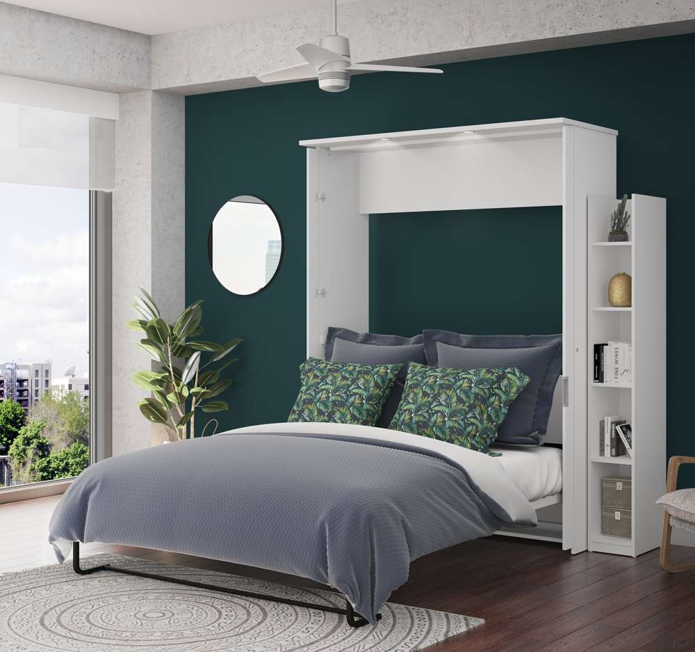 Bestar - Lumina Queen Murphy Bed with Shelving Unit (76W) in White - 85884-17 veiw 4