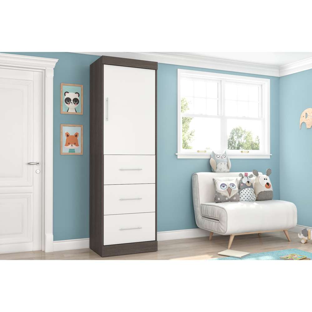 Bestar - Nebula 25W Wardrobe with 3 Drawers in Bark Grey & White - 25871-4717 veiw 2