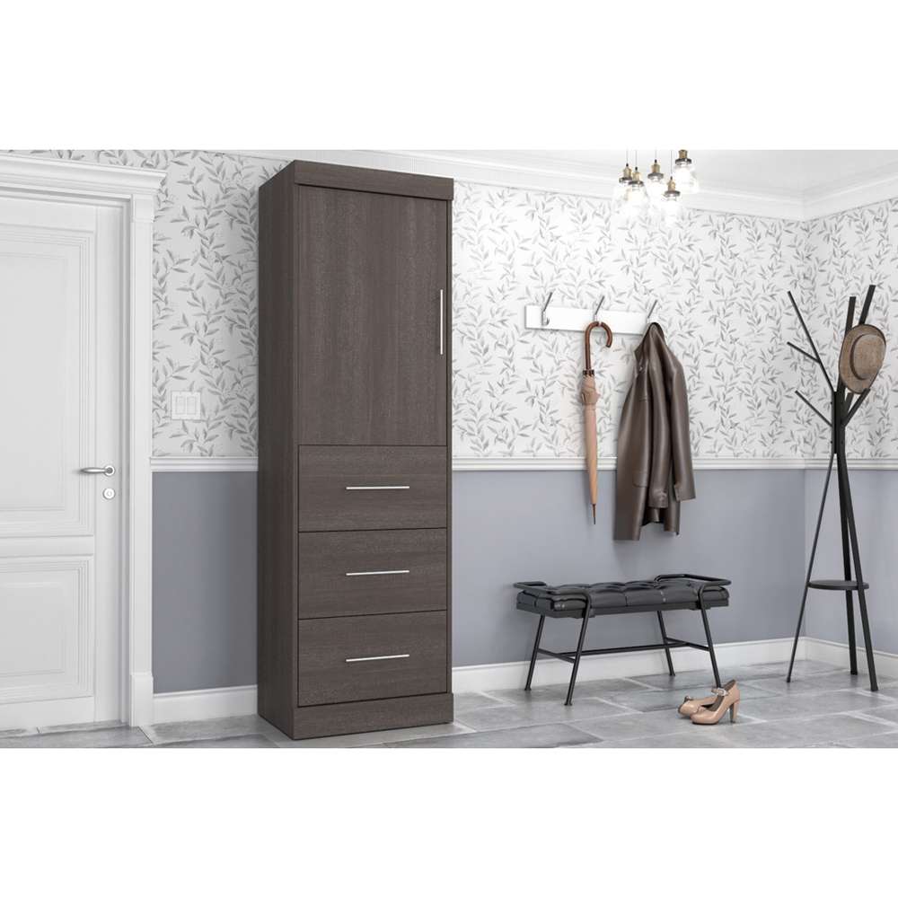 Bestar - Nebula 25W Wardrobe with 3 Drawers in Bark Grey - 25871-47 veiw 3