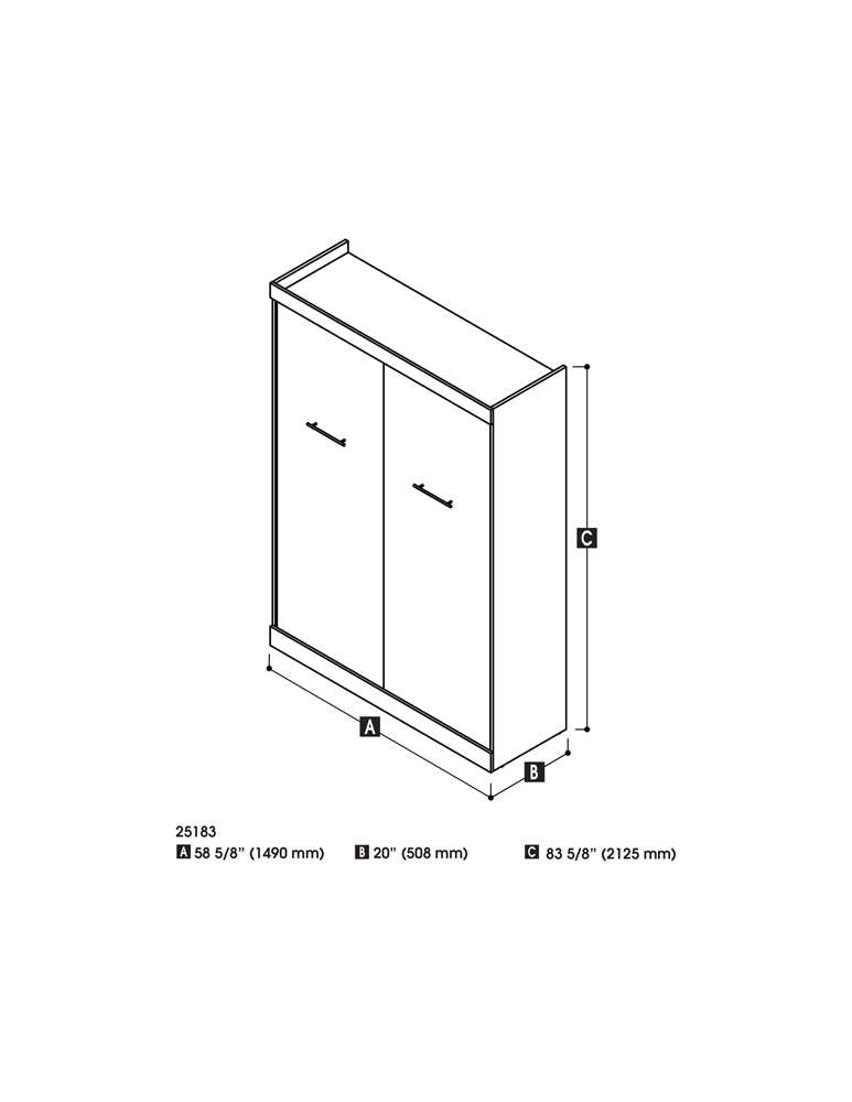 Bestar - Nebula 59W Full Murphy Bed in Bark Grey & White - 25183-4717 veiw 6