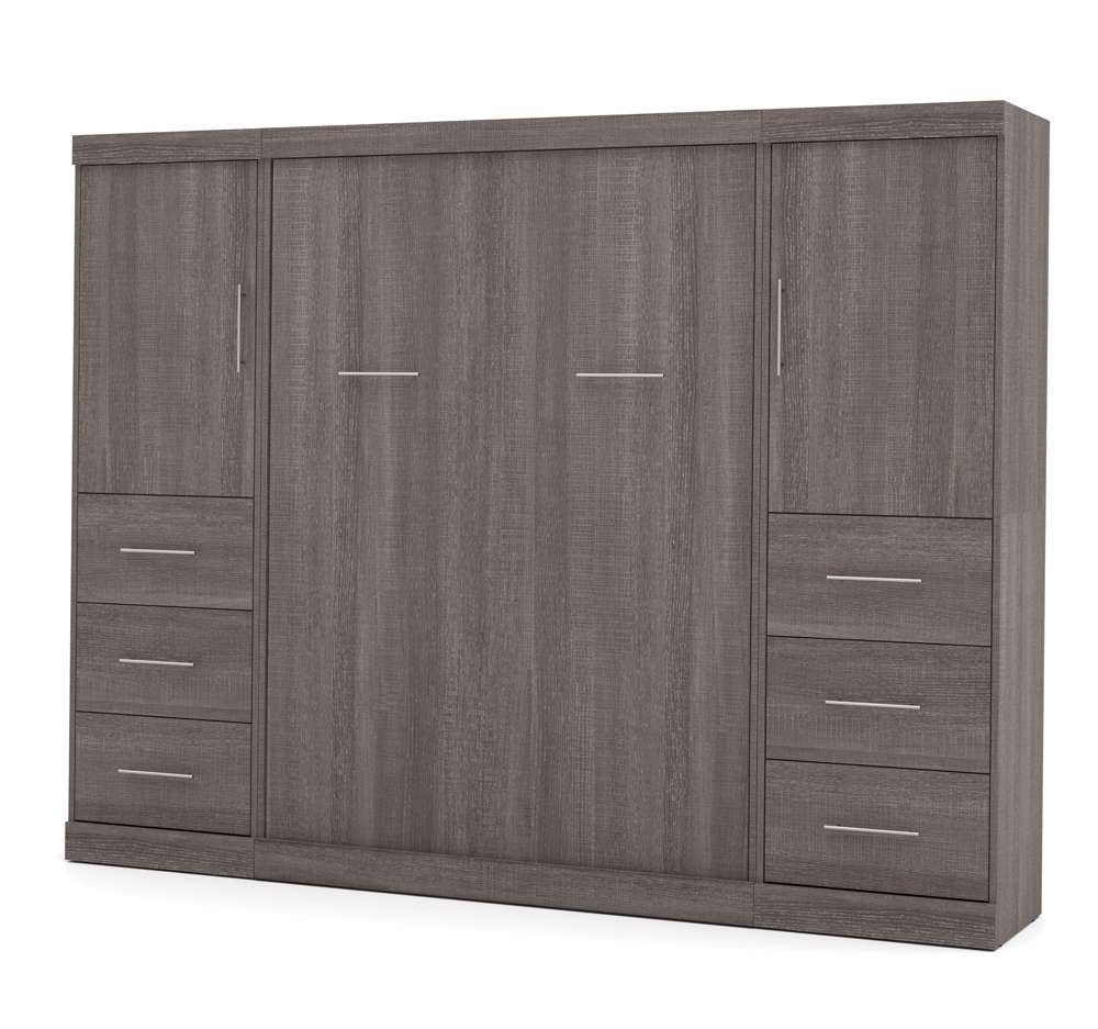 Bestar - Nebula Full Murphy Bed and 2 Storage Units with Drawers (109W) in Bark Grey - 25894-47 veiw 1