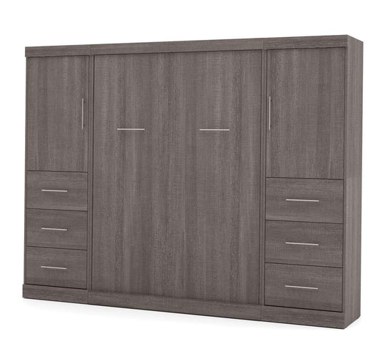 Bestar - Nebula Full Murphy Bed and 2 Storage Units with Drawers (109W) in Bark Grey - 25894-47 veiw 1