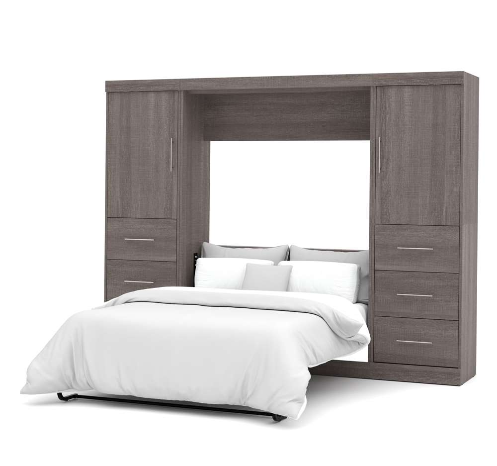 Bestar - Nebula Full Murphy Bed and 2 Storage Units with Drawers (109W) in Bark Grey - 25894-47 veiw 2