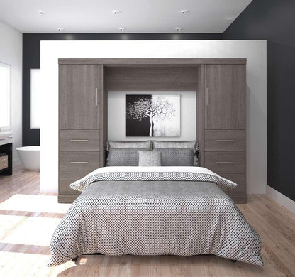 Bestar - Nebula Full Murphy Bed and 2 Storage Units with Drawers (109W) in Bark Grey - 25894-47 veiw 3