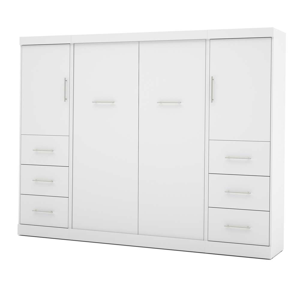 Bestar - Nebula Full Murphy Bed and 2 Storage Units with Drawers (109W) in White - 25894-17 veiw 1