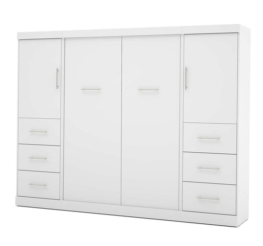 Bestar - Nebula Full Murphy Bed and 2 Storage Units with Drawers (109W) in White - 25894-17 veiw 1