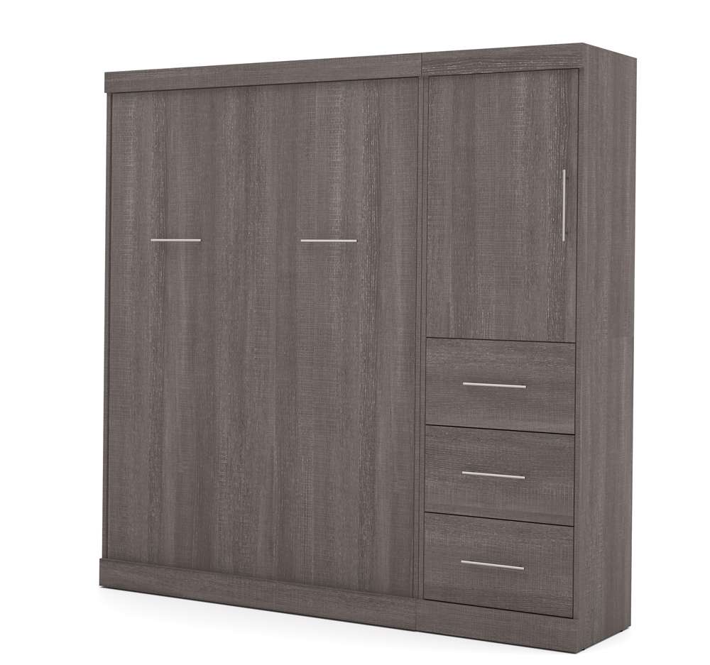 Bestar - Nebula Full Murphy Bed and Storage Unit with Drawers (84W) in Bark Grey - 25892-47 veiw 1