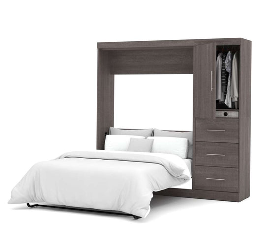 Bestar - Nebula Full Murphy Bed and Storage Unit with Drawers (84W) in Bark Grey - 25892-47 veiw 2