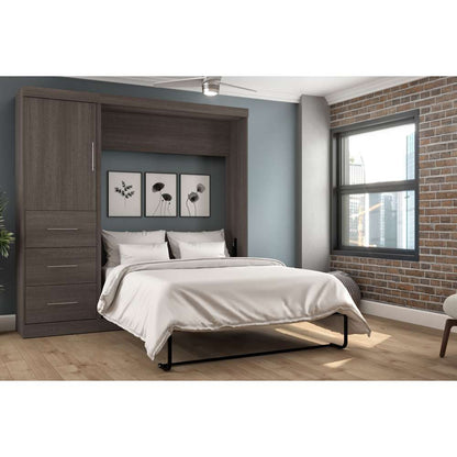 Bestar - Nebula Full Murphy Bed and Storage Unit with Drawers (84W) in Bark Grey - 25892-47 veiw 3