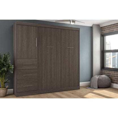 Bestar - Nebula Full Murphy Bed and Storage Unit with Drawers (84W) in Bark Grey - 25892-47 veiw 4