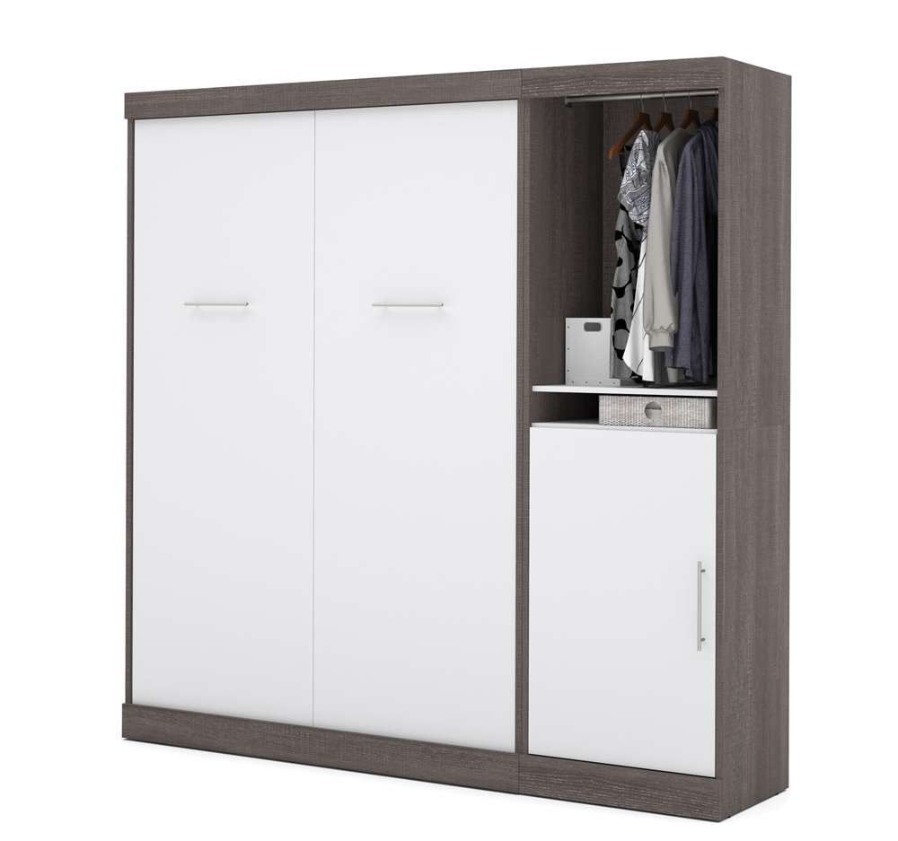 Bestar - Nebula Full Murphy Bed with Storage Unit (84W) in Bark Grey & White - 25890-4717 veiw 1