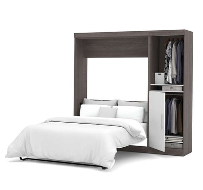 Bestar - Nebula Full Murphy Bed with Storage Unit (84W) in Bark Grey & White - 25890-4717 veiw 2