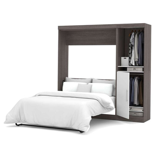 Bestar - Nebula Full Murphy Bed with Storage Unit (84W) in Bark Grey & White - 25890-4717 veiw 2