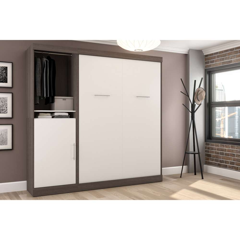 Bestar - Nebula Full Murphy Bed with Storage Unit (84W) in Bark Grey & White - 25890-4717 veiw 4