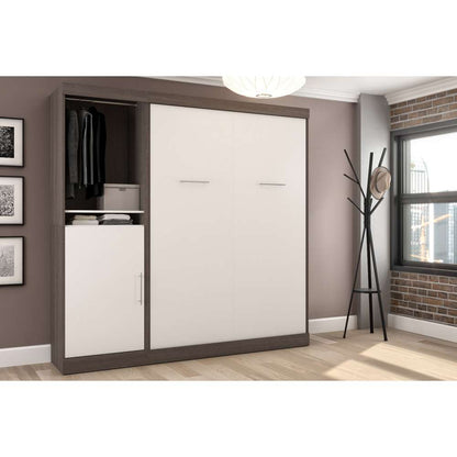 Bestar - Nebula Full Murphy Bed with Storage Unit (84W) in Bark Grey & White - 25890-4717 veiw 4