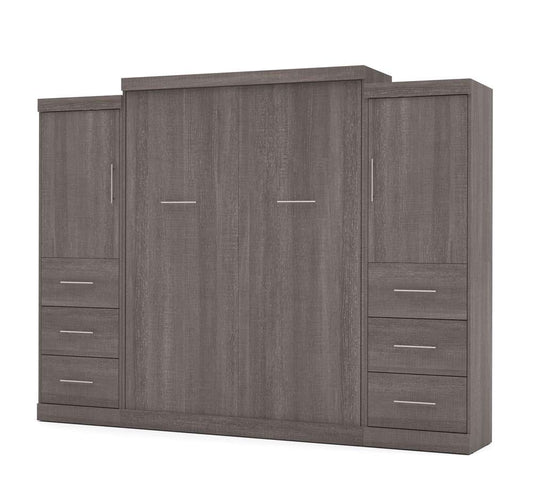 Bestar - Nebula Queen Murphy Bed and 2 Storage Units with Drawers (115W) in Bark Grey - 25884-47 veiw 1