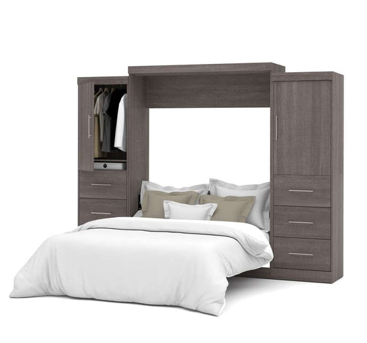 Bestar - Nebula Queen Murphy Bed and 2 Storage Units with Drawers (115W) in Bark Grey - 25884-47 veiw 2