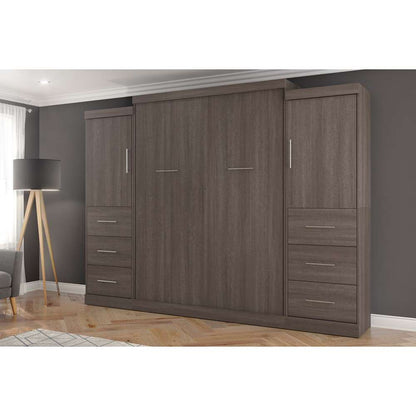 Bestar - Nebula Queen Murphy Bed and 2 Storage Units with Drawers (115W) in Bark Grey - 25884-47 veiw 4