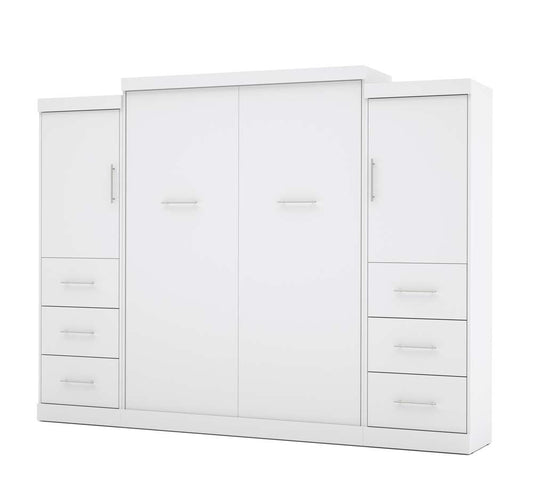 Bestar - Nebula Queen Murphy Bed and 2 Storage Units with Drawers (115W) in White - 25884-17 veiw 1
