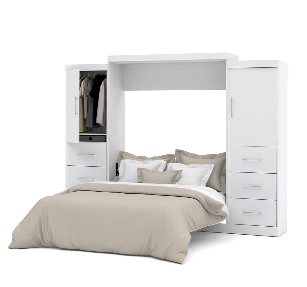 Bestar - Nebula Queen Murphy Bed and 2 Storage Units with Drawers (115W) in White - 25884-17 veiw 2
