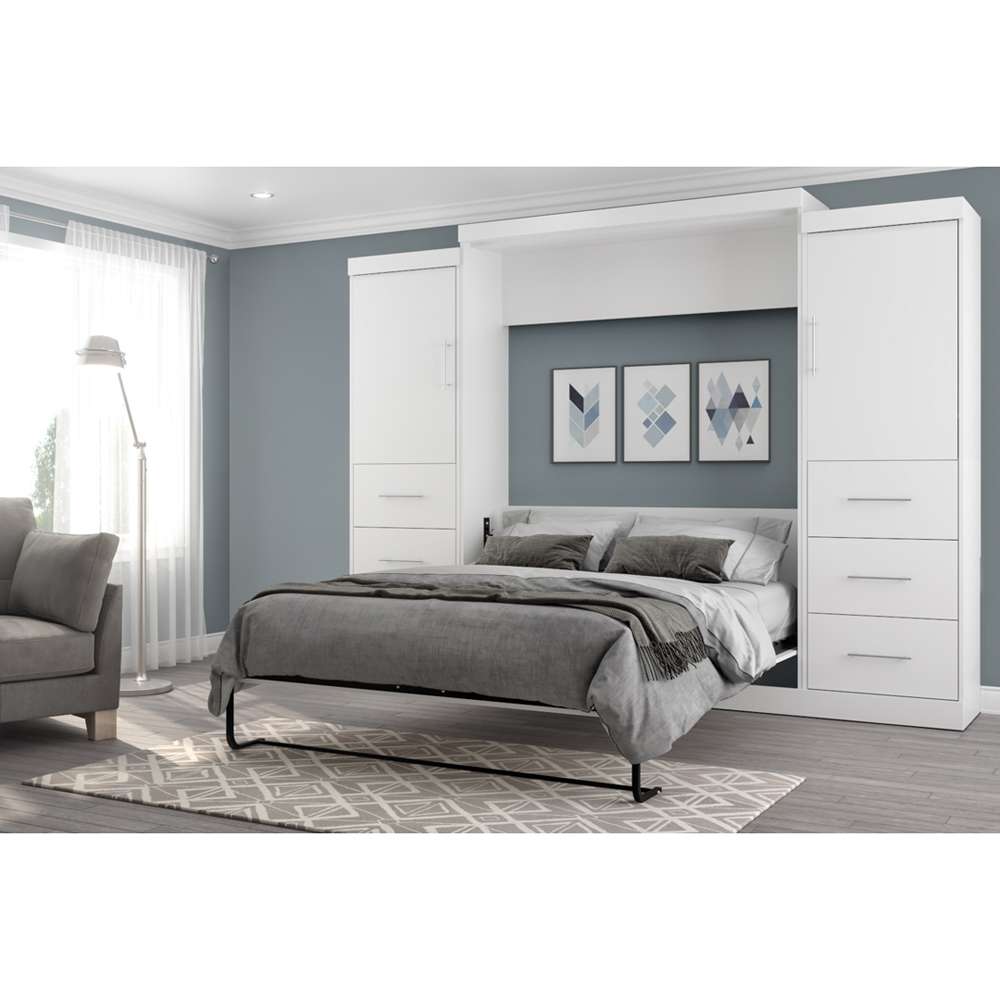 Bestar - Nebula Queen Murphy Bed and 2 Storage Units with Drawers (115W) in White - 25884-17 veiw 3