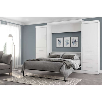 Bestar - Nebula Queen Murphy Bed and 2 Storage Units with Drawers (115W) in White - 25884-17 veiw 3