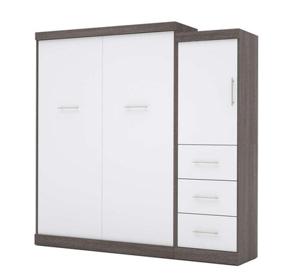 Bestar - Nebula Queen Murphy Bed and Storage Unit with Drawers (90W) in Bark Grey & White - 25882-4717 veiw 2