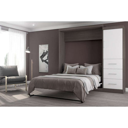 Bestar - Nebula Queen Murphy Bed and Storage Unit with Drawers (90W) in Bark Grey & White - 25882-4717 veiw 3