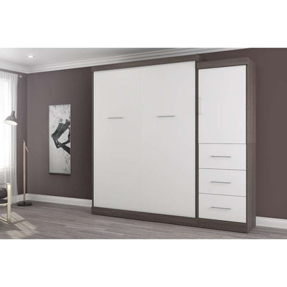 Bestar - Nebula Queen Murphy Bed and Storage Unit with Drawers (90W) in Bark Grey & White - 25882-4717 veiw 4