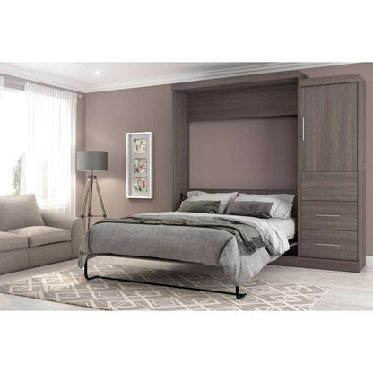 Bestar - Nebula Queen Murphy Bed and Storage Unit with Drawers (90W) in Bark Grey - 25882-47 veiw 1