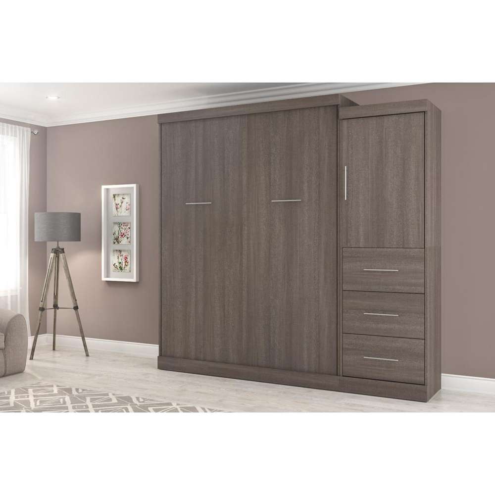 Bestar - Nebula Queen Murphy Bed and Storage Unit with Drawers (90W) in Bark Grey - 25882-47 veiw 2