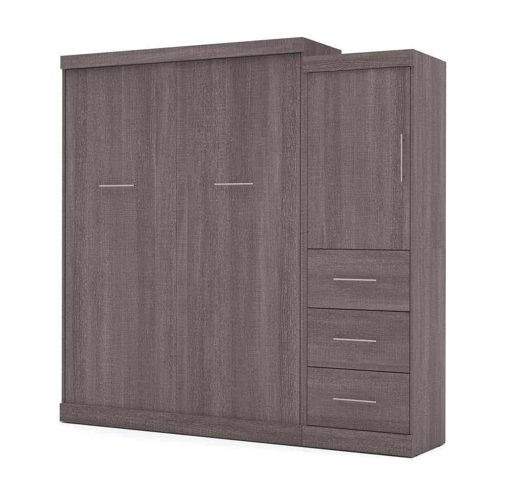 Bestar - Nebula Queen Murphy Bed and Storage Unit with Drawers (90W) in Bark Grey - 25882-47 veiw 3