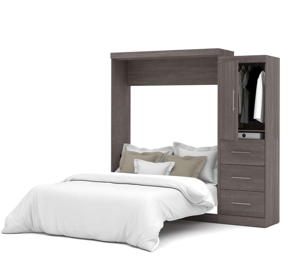 Bestar - Nebula Queen Murphy Bed and Storage Unit with Drawers (90W) in Bark Grey - 25882-47 veiw 4