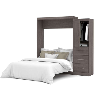 Bestar - Nebula Queen Murphy Bed and Storage Unit with Drawers (90W) in Bark Grey - 25882-47 veiw 4