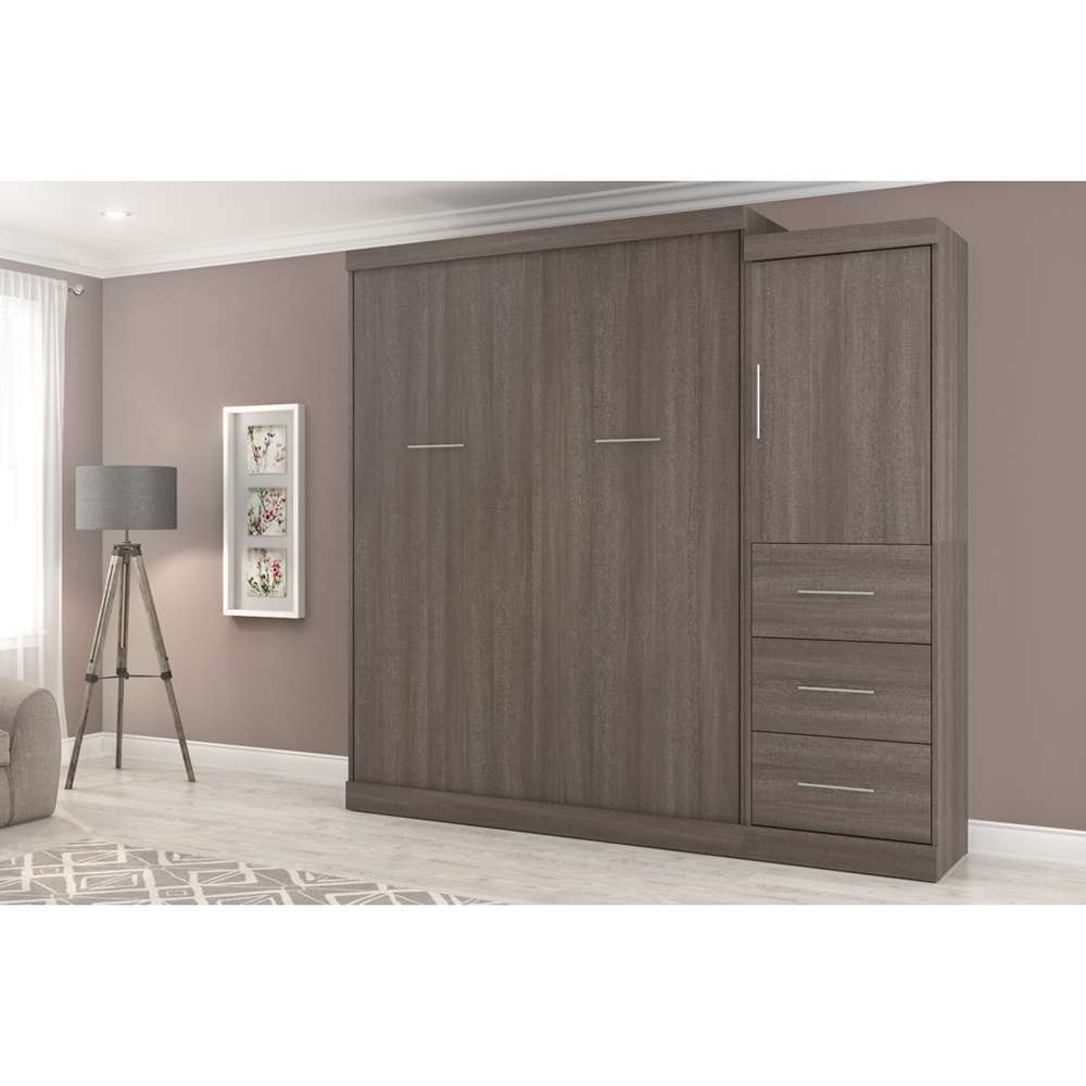 Bestar - Nebula Queen Murphy Bed and Storage Unit with Drawers (90W) in Bark Grey - 25882-47 veiw 6